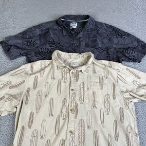 LOT OF 2 O'NEILL & HURLEY Shirt Mens L Gray Beige Short Sleeve Button Surf Skate